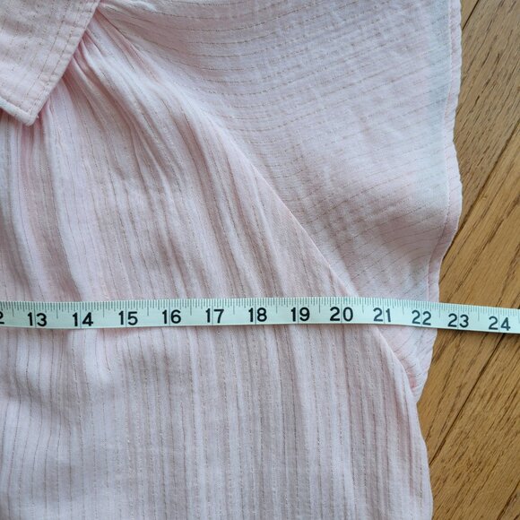 Gap Crinkle Gauze Metallic Stripe Dolman Shirt M Pastel Pink - Picture 8 of 12
